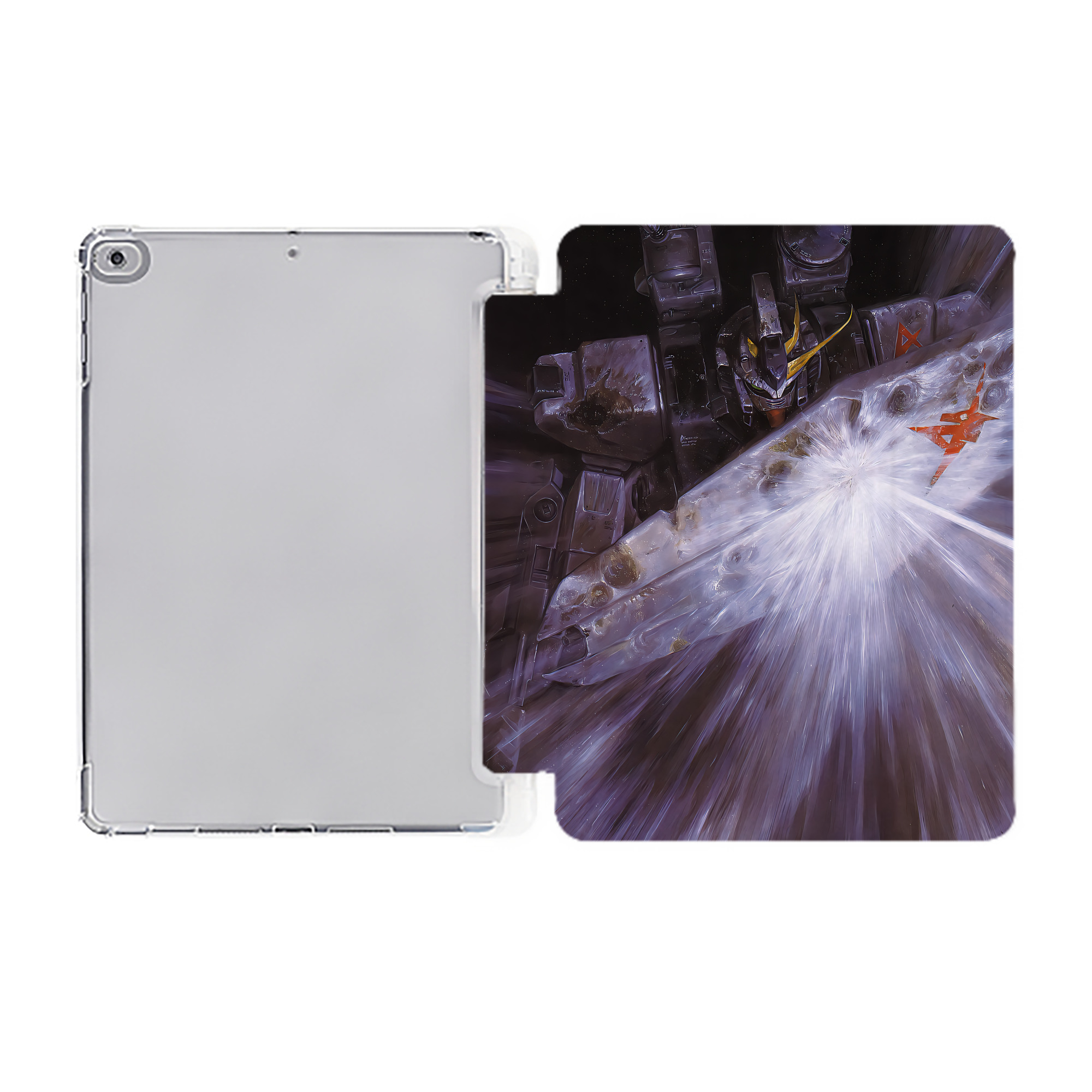 （画像用） 機動戦士ガンダム Mobile Suit Gundam IPad ケース ペン収納付き 三つ折りスタンド PUレザー×シリコン 対応機種9.5/10.5/10.9インチ